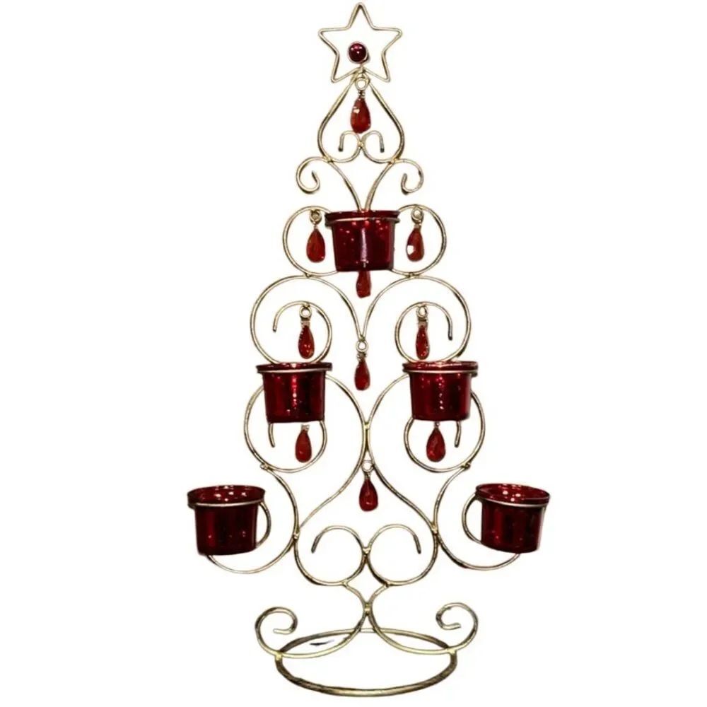 Rustic Metal Christmas Tree Candle Holder